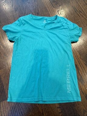Merrell Women's Teal V-Neck Short Sleeve Tee large
